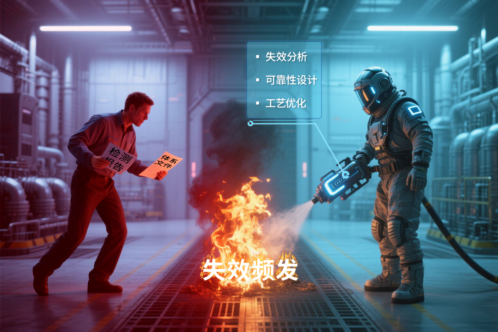 从"防火难"到"防火+救火双强"对比图 （本图由AI生成）